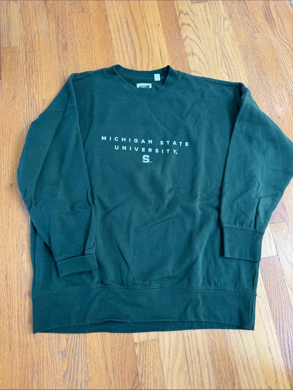 Michigan State University Dark Green Crewneck Sweatshirt, size Large